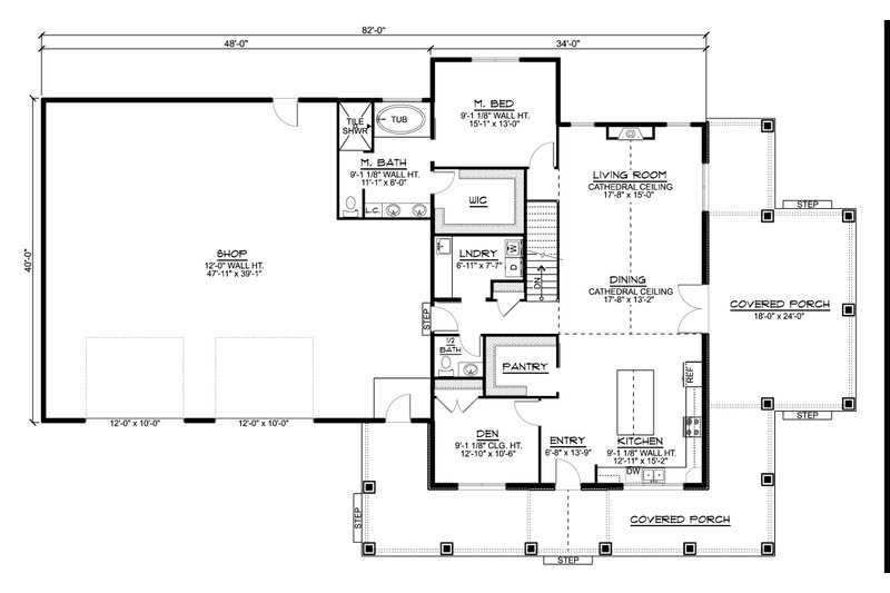 House Design - Floor Plan - Main Floor for Barndominium House Plan #1064-215 - 1 bed, 1.5 bath