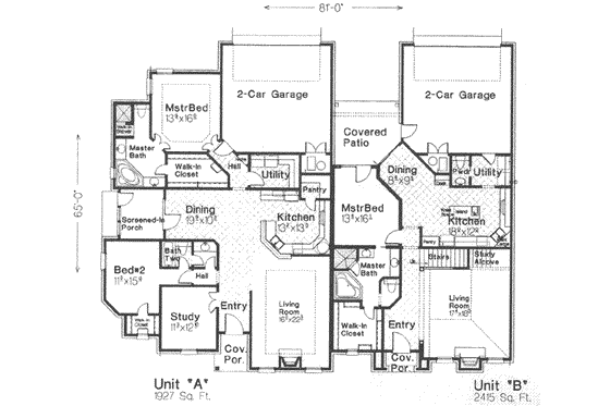 Floor Plan - Main Floor for Tudor House Plan #310-475 - 2 bed, 2.5 bath