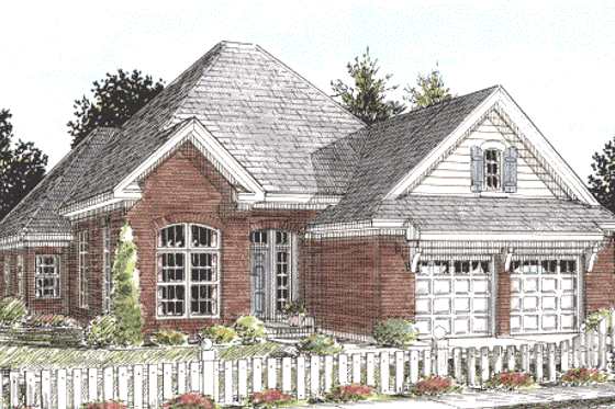 Exterior - Front Elevation 3 for Traditional House Plan #20-1418 - 3 bed, 2 bath