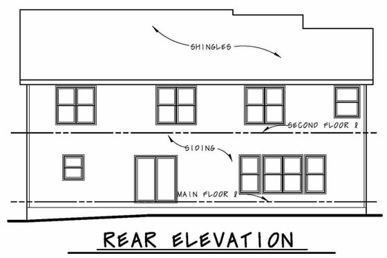 Exterior - Rear Elevation for Traditional House Plan #20-2422 - 4 bed, 3.5 bath