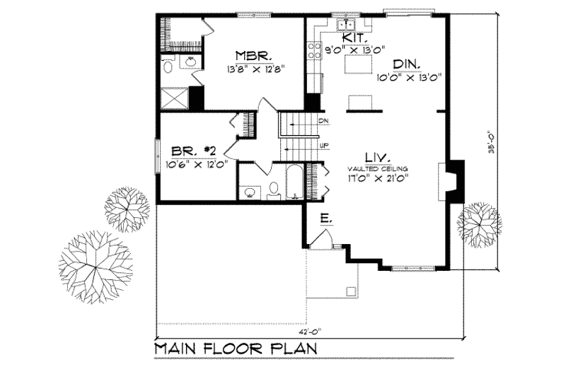 House Plan Design - Floor Plan - Main Floor for Traditional House Plan #70-108 - 3 bed, 3 bath