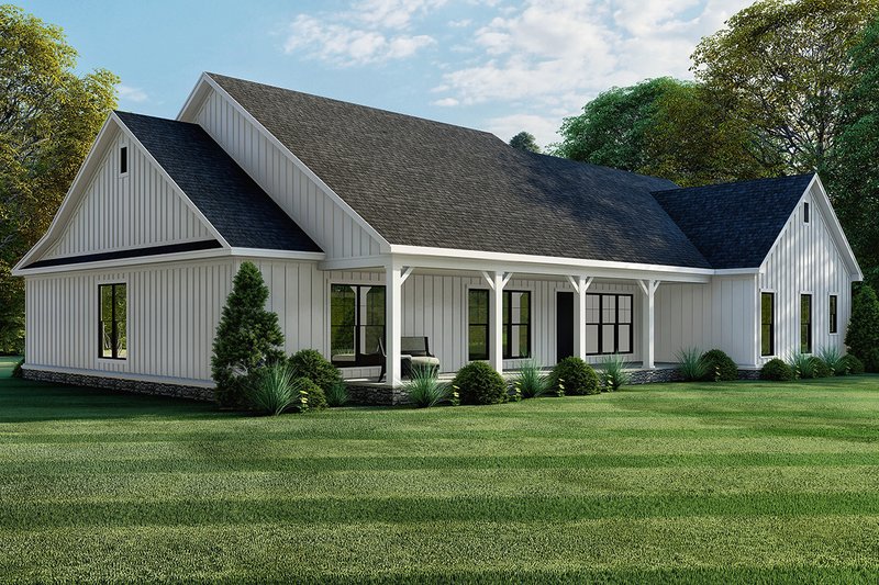 Dream House Plan - Exterior - Rear Elevation 1 for Farmhouse House Plan #923-157 - 4 bed, 2.5 bath