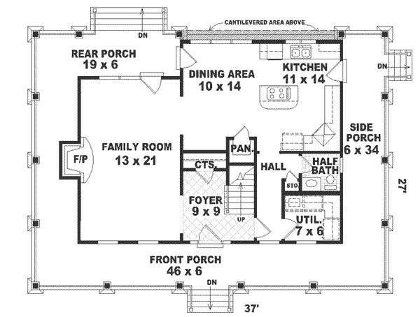 Farmhouse Floor Plan - Main Floor Plan #81-110