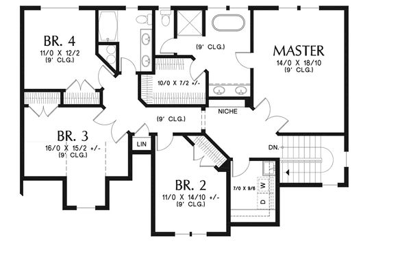 Craftsman Floor Plan - Upper Floor Plan #48-932