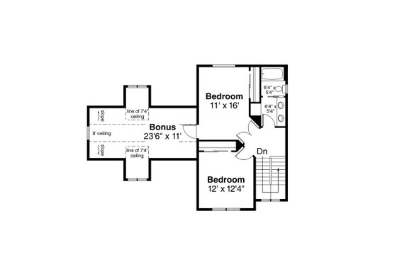 Floor Plan - Upper Floor for Country House Plan #124-1090 - 3 bed, 2.5 bath