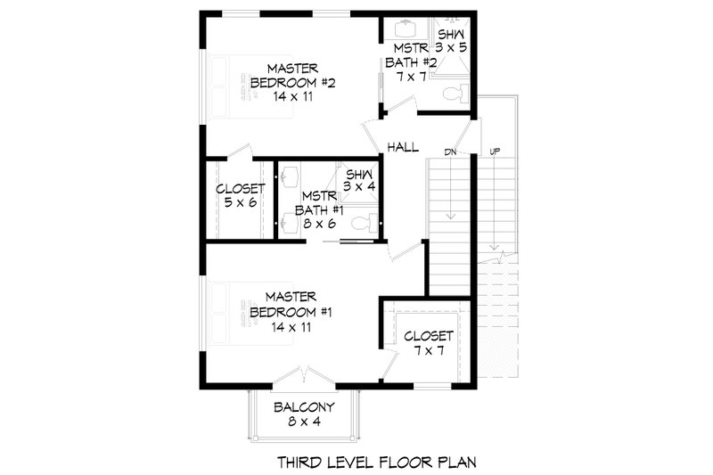 House Blueprint - Floor Plan - Upper Floor for Contemporary House Plan #932-1455 - 2 bed, 2.5 bath