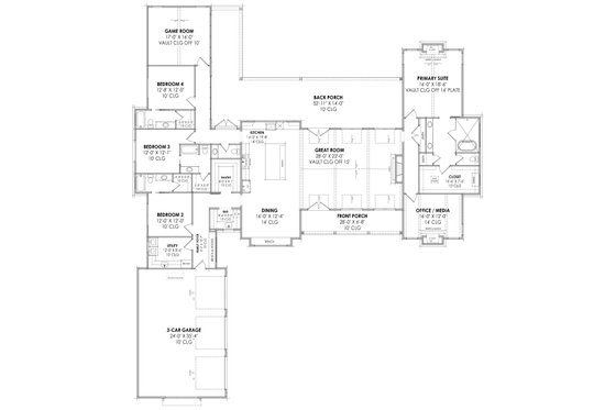 Floor Plan - Main Floor for Country House Plan #1096-18 - 4 bed, 4.5 bath