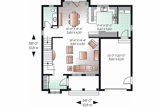 Floor Plan - Main Floor for Farmhouse House Plan #23-2257 - 3 bed, 2.5 bath