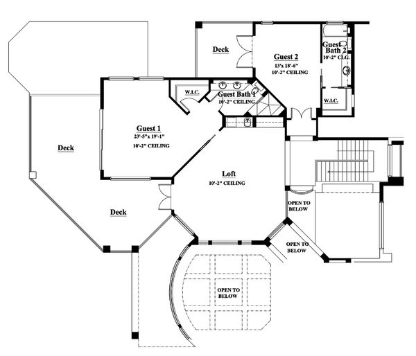 House Plan Design - Mediterranean Floor Plan - Upper Floor Plan #930-15