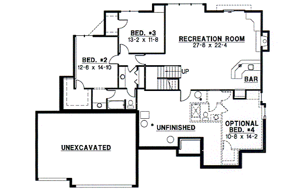 Modern Floor Plan - Lower Floor Plan #67-741