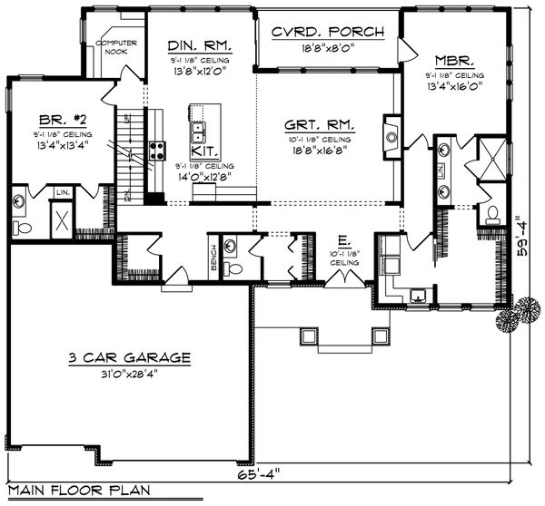 Ranch Floor Plan - Main Floor Plan #70-1461