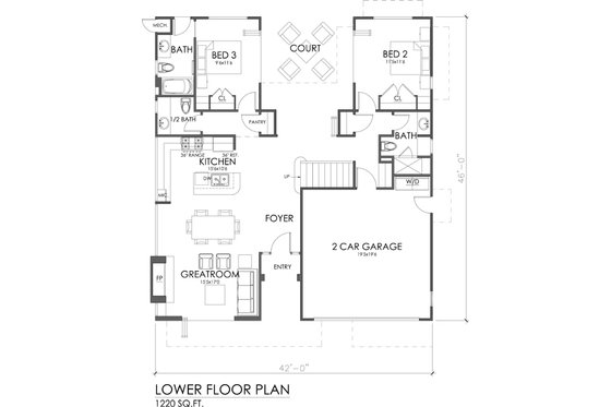 Floor Plan - Main Floor for Modern House Plan #484-2 - 3 bed, 3.5 bath