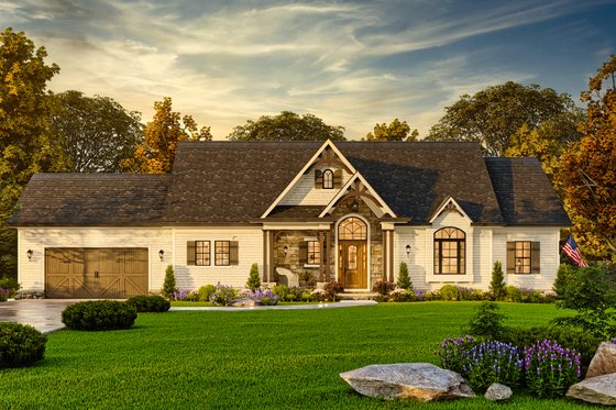 Exterior - Front Elevation 7 for Traditional House Plan #54-710 - 4 bed, 4 bath