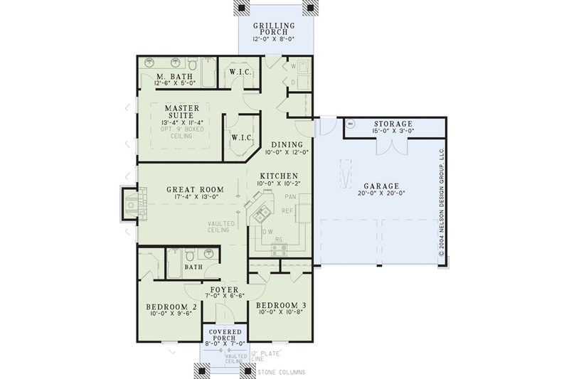 Architectural House Design - Floor Plan - Main Floor for Craftsman House Plan #17-2816 - 3 bed, 2 bath