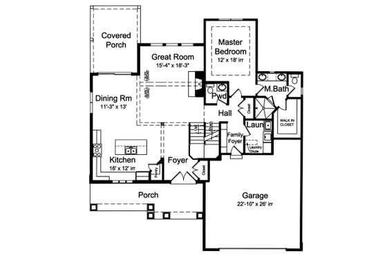 Floor Plan - Main Floor for Country House Plan #46-891 - 4 bed, 2.5 bath