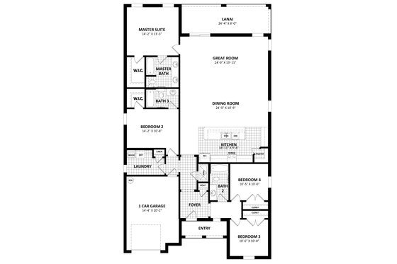 Floor Plan - Main Floor for Traditional House Plan #1058-254 - 4 bed, 3 bath