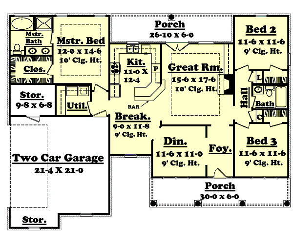 Dream House Plan - Country Floor Plan - Main Floor Plan #430-15