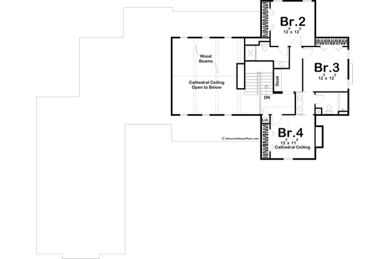 Floor Plan - Upper Floor for Farmhouse House Plan #455-207 - 4 bed, 3.5 bath