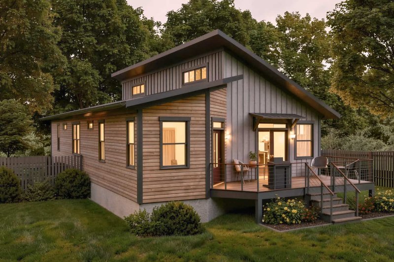 House Blueprint - Exterior - Front Elevation 4 for Modern House Plan #79-363 - 3 bed, 2 bath