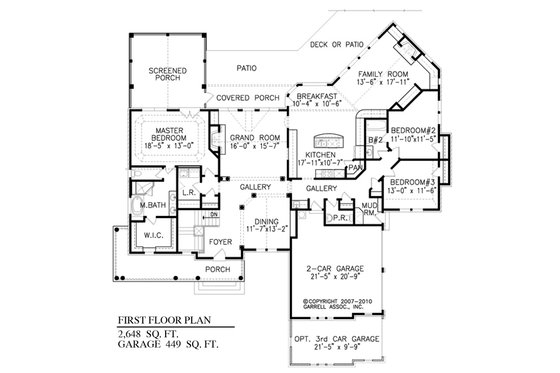 Floor Plan - Main Floor for Ranch House Plan #54-535 - 3 bed, 2.5 bath