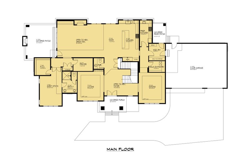 Architectural House Design - Floor Plan - Main Floor for Mediterranean House Plan #1066-276 - 4 bed, 3.5 bath