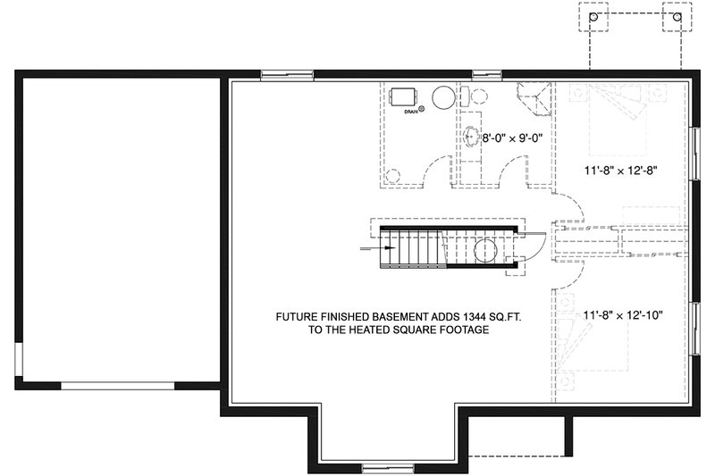 House Blueprint - Floor Plan - Lower Floor for Country House Plan #23-2721 - 2 bed, 1 bath