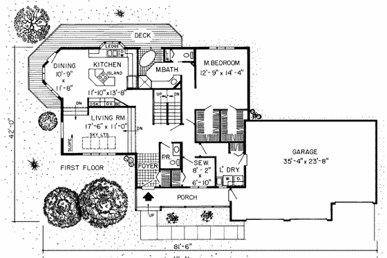 Floor Plan - Main Floor for Traditional House Plan #312-198 - 3 bed, 2.5 bath