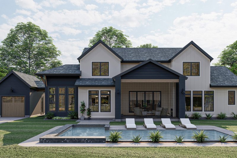 House Design - Exterior - Rear Elevation for Farmhouse House Plan #455-234 - 4 bed, 3.5 bath