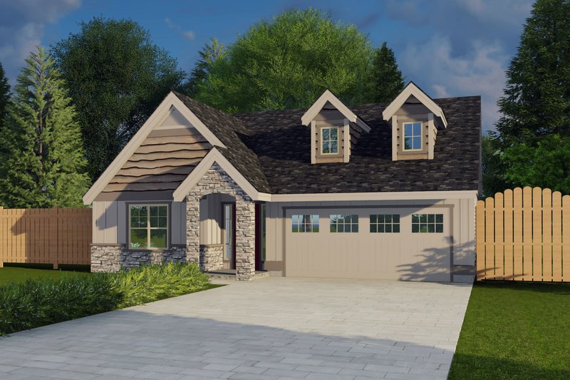 Craftsman Style House Plan - 3 Beds 2 Baths 1417 Sq/Ft Plan #53-569 Exterior
