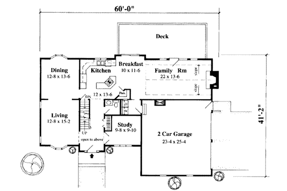 Floor Plan - Main Floor for Traditional House Plan #75-122 - 4 bed, 2.5 bath