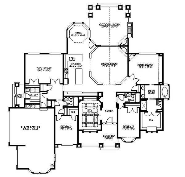 Craftsman Floor Plan - Main Floor Plan #132-205