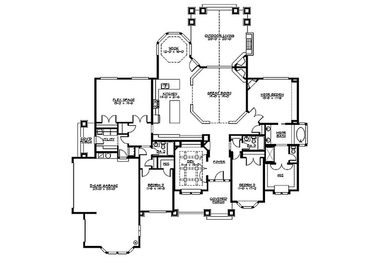 Dream House Plan - Floor Plan - Main Floor for Craftsman House Plan #132-205 - 3 bed, 3 bath