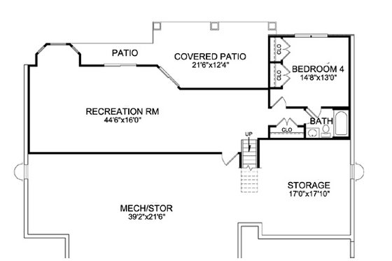 Floor Plan - Lower Floor for Craftsman House Plan #456-29 - 4 bed, 3.5 bath