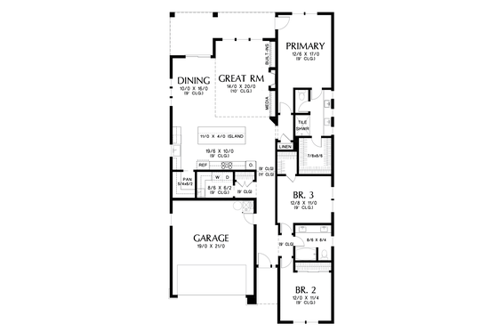 Floor Plan - Main Floor for Contemporary House Plan #48-1030 - 3 bed, 2 bath