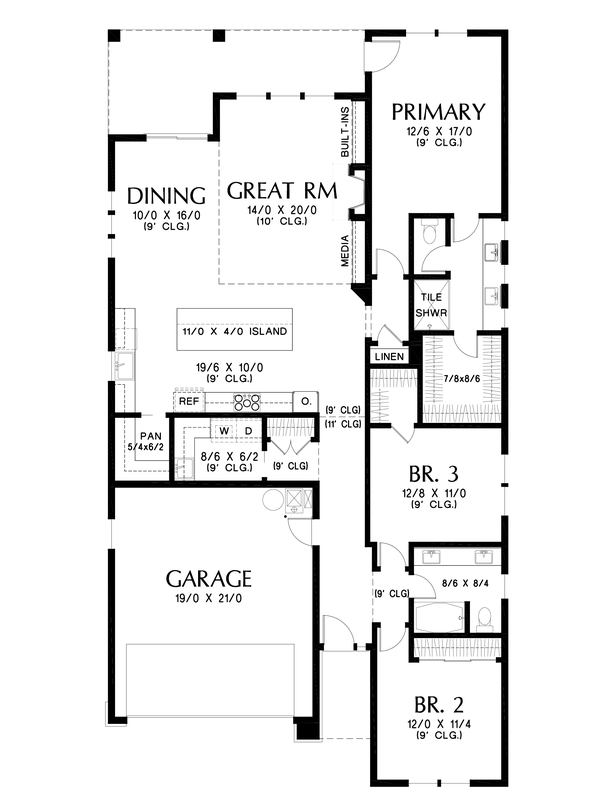 Contemporary Floor Plan - Main Floor Plan #48-1030
