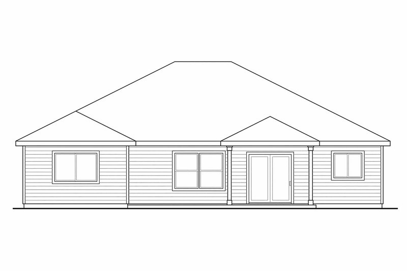 House Blueprint - Exterior - Rear Elevation for Ranch House Plan #124-902 - 3 bed, 2 bath