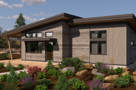 Exterior - Front Elevation for Modern House Plan #895-143 - 1 bed, 1 bath