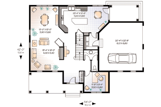 Floor Plan - Main Floor for Country House Plan #23-396 - 4 bed, 3.5 bath