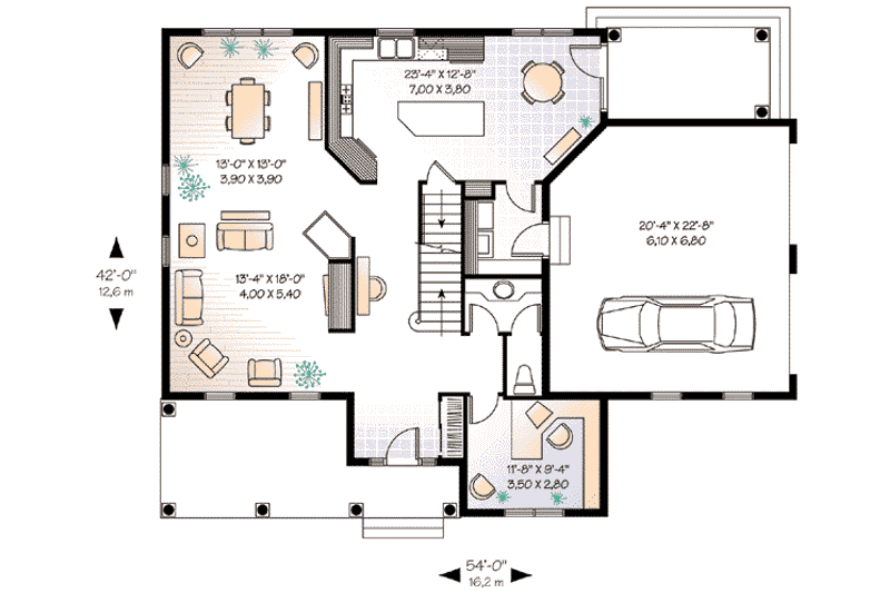 Home Plan - Floor Plan - Main Floor for Country House Plan #23-396 - 4 bed, 3.5 bath