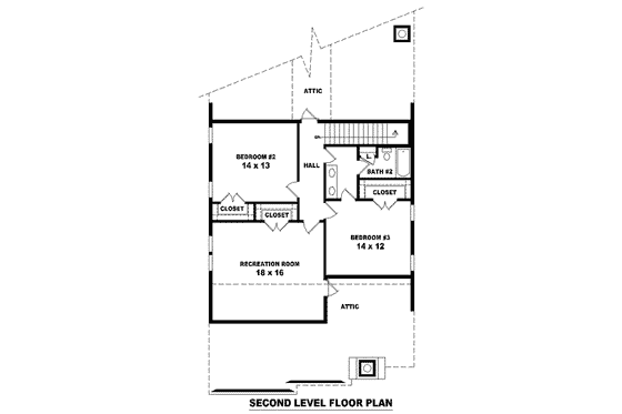 Floor Plan - Upper Floor for European House Plan #81-1554 - 3 bed, 2 bath