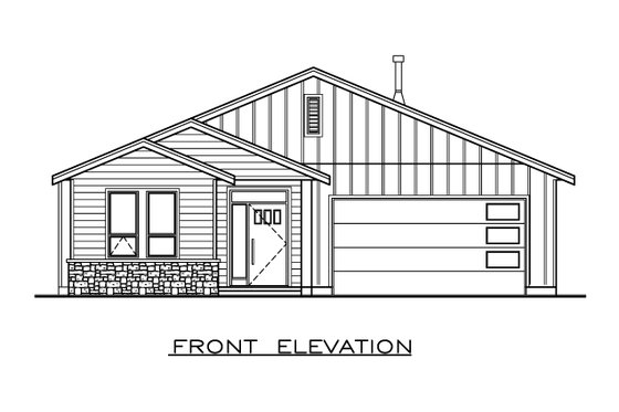 Exterior - Front Elevation 3 for Farmhouse House Plan #1100-111 - 3 bed, 2 bath