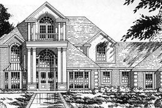 Exterior - Front Elevation for European House Plan #40-400 - 4 bed, 3.5 bath