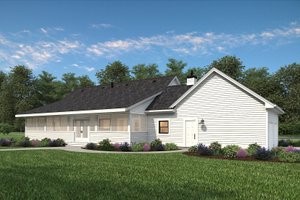 Exterior - Rear Elevation for Ranch House Plan #47-1023 - 3 bed, 2 bath