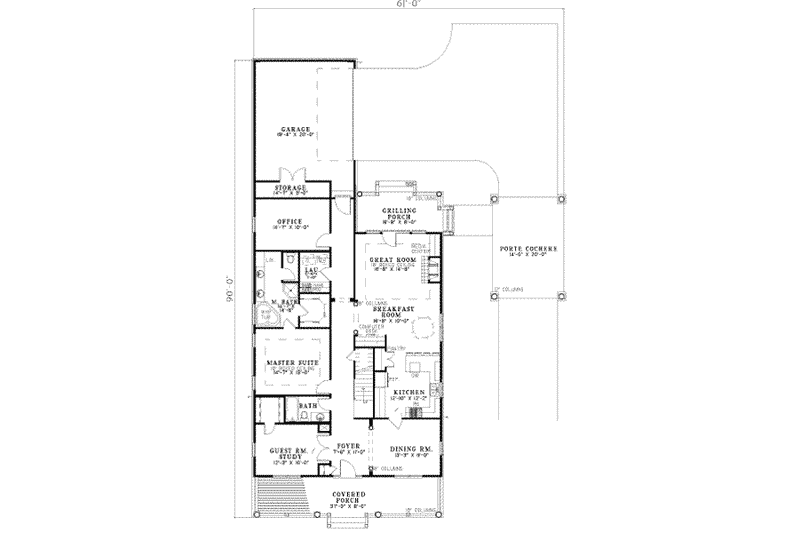 Home Plan - Floor Plan - Main Floor for Farmhouse House Plan #17-2108 - 3 bed, 3 bath