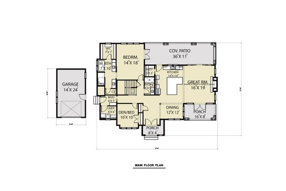 Floor Plan - Main Floor for Cottage House Plan #1070-61 - 4 bed, 3 bath