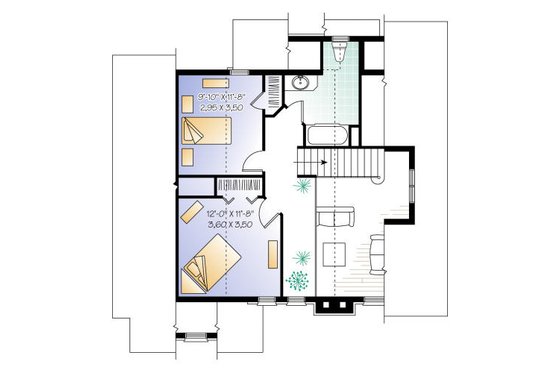 Floor Plan - Upper Floor for Cottage House Plan #23-760 - 3 bed, 2 bath