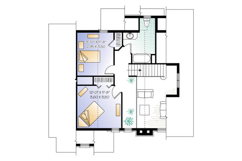 Home Plan - Floor Plan - Upper Floor for Cottage House Plan #23-760 - 3 bed, 2 bath