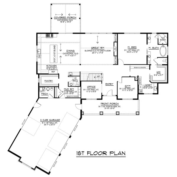 House Blueprint - Farmhouse Floor Plan - Main Floor Plan #1064-413