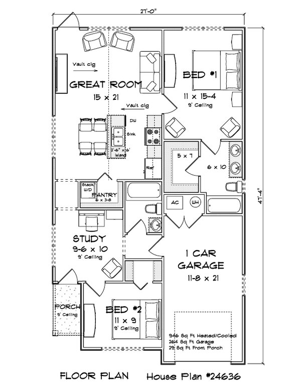 House Blueprint - Cottage Floor Plan - Main Floor Plan #513-2429