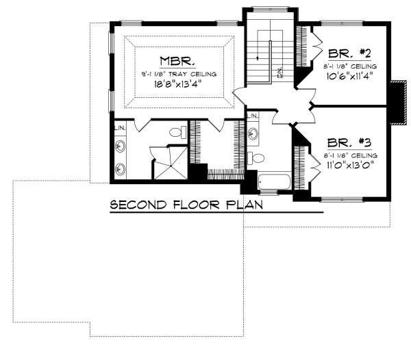 House Plan Design - Craftsman Floor Plan - Upper Floor Plan #70-1133